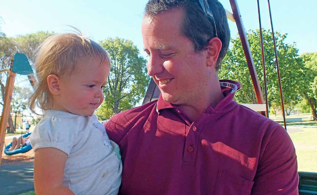 Lara Worth with dad Jason who is worried about potential price increases due to new child care legislation. Lara Worth with dad Jason who is worried about potential price increases due to new child care legislation.
